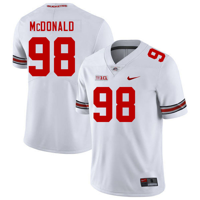 Ohio State Buckeyes Kayden McDonald Men's's #98 Authentic White College Football Jersey 2404ACYT7